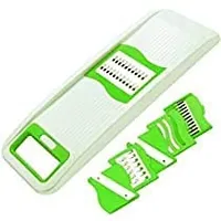 Plastic 6 in 1 Slicer  Grater with Safety Holder  Extra Sharp V Blade, Includes 6 Detachable Slicers, Ripple, Greater Suitable for Onion, Carrot, Tomato, Cucumber, Beat  Vegetable-Green(1 Pcs)-thumb2