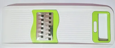 Plastic 6 in 1 Slicer  Grater with Safety Holder  Extra Sharp V Blade, Includes 6 Detachable Slicers, Ripple, Greater Suitable for Onion, Carrot, Tomato, Cucumber, Beat  Vegetable-Green(1 Pcs)-thumb3