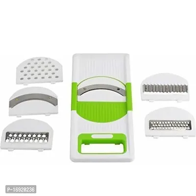 COMBO PACK Plastic 6 in 1 Slicer  Grater with Safety Holder  Extra Sharp V Blade,  6 Detachable Slicers, Ripple, Greater  for Onion, Carrot, Tomato, Cucumber, Beat  Vegetable-Green(2 Pcs)-thumb2