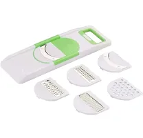 COMBO PACK Plastic 6 in 1 Slicer  Grater with Safety Holder  Extra Sharp V Blade,  6 Detachable Slicers, Ripple, Greater  for Onion, Carrot, Tomato, Cucumber, Beat  Vegetable-Green(2 Pcs)-thumb2