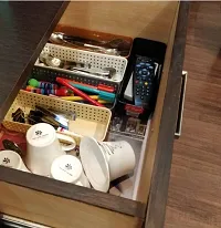 Plastic Basket Multipurpose Desk Organiser, Tray Office Drawer Divider Storage, Craft Basket Rack For Home, Kitchen, Office-Multicolor(6 Pcs)-thumb1