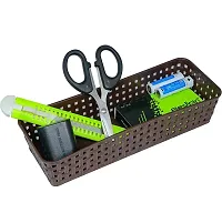 Plastic Basket Multipurpose Desk Organiser, Tray Office Drawer Divider Storage, Craft Basket Rack For Home, Kitchen, Office-Multicolor(6 Pcs)-thumb2