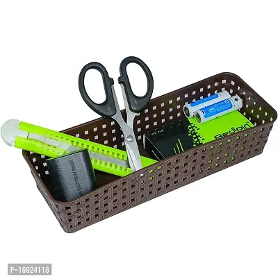 Plastic Basket Multipurpose Desk Organiser, Tray Office Drawer Divider Storage, Craft Basket Rack For Home, Kitchen, Office-Multicolor(6 Pcs)-thumb3