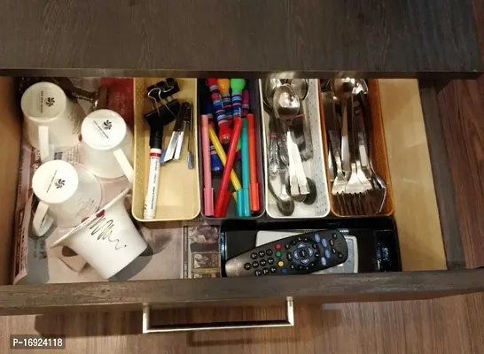 Plastic Basket Multipurpose Desk Organiser, Tray Office Drawer Divider Storage, Craft Basket Rack For Home, Kitchen, Office-Multicolor(6 Pcs)-thumb4
