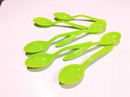 Plastic Reusable Styles Table Spoon, Coffee Spoon, Ice-cream Spoon, Dessert Spoon, Tea Spoon For Home, Kitchen, Office-Green(30 Pcs)-thumb1