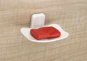 Plastics Soap Holder, Soap Stand, Soap Dish For Bathroom, Kitchen Self Adhesive- BlackWhite(2 Pcs)-thumb4