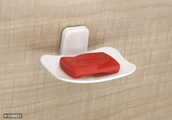 Plastics Soap Holder, Soap Stand, Soap Dish For Bathroom, Kitchen Self Adhesive- BlackWhite(2 Pcs)-thumb5