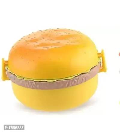 Plastic Burger Shaped Lunch Box 2 Layer Tiffin Box for Kids, School, Reusable And Leak Proof-(1 Pcs)-thumb4