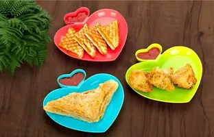 Plastic Food Grade Material Heart Shape Kids Plate For Snack, Lunch, Dinner, Breakfast-Multicolor(6 Pcs)-thumb3