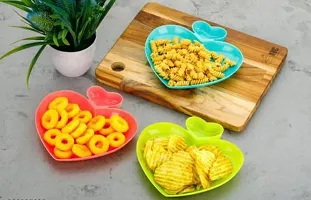Plastic Food Grade Material Heart Shape Kids Plate For Snack, Lunch, Dinner, Breakfast-Multicolor(6 Pcs)-thumb1