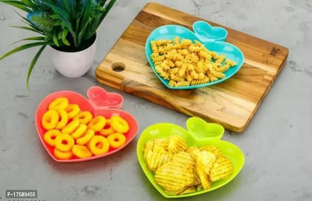 Plastic Food Grade Material Heart Shape Kids Plate For Snack, Lunch, Dinner, Breakfast-Multicolor(6 Pcs)-thumb4