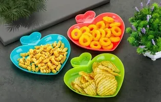 Plastic Food Grade Material Heart Shape Kids Plate For Snack, Lunch, Dinner, Breakfast-Multicolor(6 Pcs)-thumb1