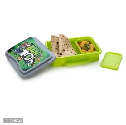 Plastic  Ben 10 Cartoon Lunch Box For Kids, School  Airtight, Leak-Proof Lunch Box and  with Spoon, Tiffin Box-Green(1 Pcs)