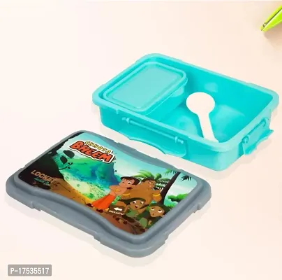 Plastic Chhota Bheem Cartoon Character Style Airtight Lunch Box for Kids, School Leak Proof Container-Blue(1 Pcs)-thumb0