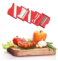 Plastic 6 in 1 Grater and Slicer with Stainless Steel Blade Food Processor for Vegetables, Fruits, Kitchenware, Salad Maker-Red(1 Pcs)-thumb1