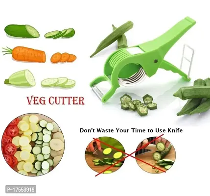 Plastic 2 in 1 Vegetable  Fruit Multi Cutter  Peeler Veg Cutter Sharp Stainless Steel 5 Blade Vegetable Cutter with Peeler-Multicolor(1 Pcs)-thumb3