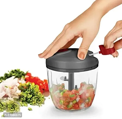 Plastic Handy Chopper,  Vegetable Fruit Nut Onion Chopper, Hand Meat Grinder Mixer Food Processor Slicer Shredder Salad Maker Vegetable Tools 900ml-Grey(1 Pcs)-thumb4