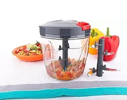 Plastic Handy Chopper,  Vegetable Fruit Nut Onion Chopper, Hand Meat Grinder Mixer Food Processor Slicer Shredder Salad Maker Vegetable Tools 900ml-Grey(1 Pcs)-thumb1