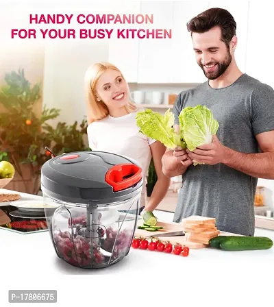 Plastic Handy Chopper,  Vegetable Fruit Nut Onion Chopper, Hand Meat Grinder Mixer Food Processor Slicer Shredder Salad Maker Vegetable Tools 900ml-Grey(1 Pcs)-thumb3