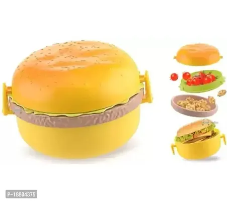 Plastic Burger Tiffin Box for Sandwich, Snacks - Tiffin Box For Kids  3Tier Kids Lunch Box for School Boys  Girls(1 Pcs)-thumb4