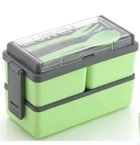 Plastic 3 Compartment Lunch Box  for Office, Men and Lunch Box for Kids  Lunch Boxes Freezer Safe Food Containers with Spoon for Adults and Kids-Green-thumb3