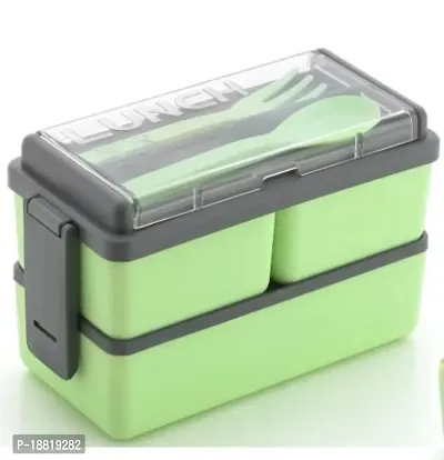 Plastic 3 Compartment Lunch Box  for Office, Men and Lunch Box for Kids  Lunch Boxes Freezer Safe Food Containers with Spoon for Adults and Kids-Green-thumb4