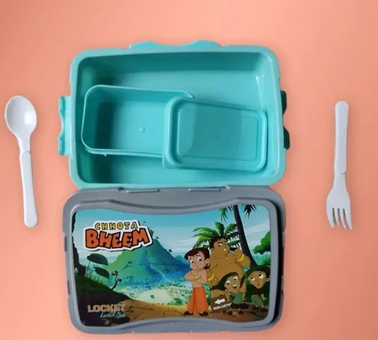 Cartoon Printed Airtight Lock And Fit Lunch Box For School