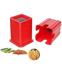 Plastic Finger Potato Chips, Salad Maker For Kitchen  Onion, Cucumber, Vegetable Cutter, Salad Maker-Red(1 Pcs)-thumb1