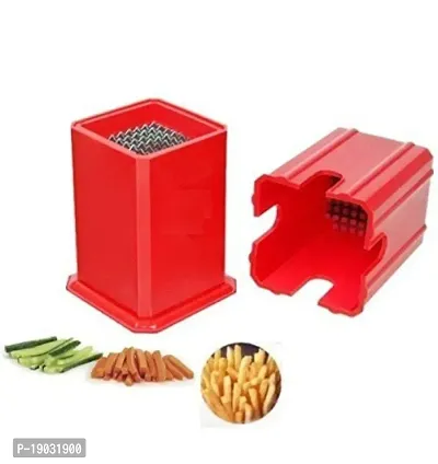 Plastic Finger Potato Chips, Salad Maker For Kitchen  Onion, Cucumber, Vegetable Cutter, Salad Maker-Red(1 Pcs)-thumb2