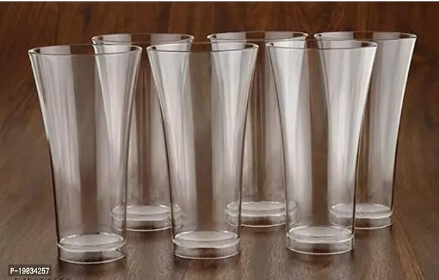 Plastic Glass Set 250 ml For Home, Kitchen, Office Transparent Unbreakable Stylish Glass-Clear(6 pcs)-thumb0