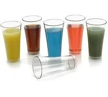 Plastic Glass Set 250 ml For Home, Kitchen, Office Transparent Unbreakable Stylish Glass-Clear(6 pcs)-thumb1