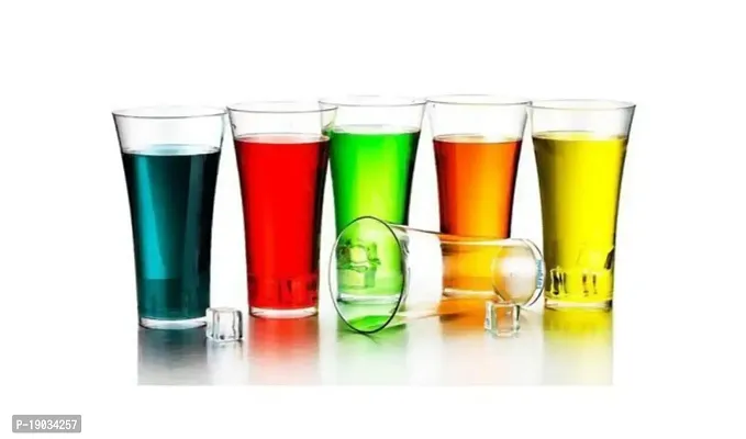 Plastic Glass Set 250 ml For Home, Kitchen, Office Transparent Unbreakable Stylish Glass-Clear(6 pcs)-thumb5