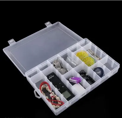 15 Grid Cells Plastic Multipurpose Jewelry Organizer Storage Box -  Transparent (Pack of 1) at best price in Indore