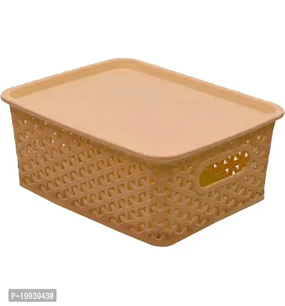 Perfect Storage Solution Tool For Home, Kitchen, Office Plastic Basket With Lid-Multi(3 Pcs)-thumb2