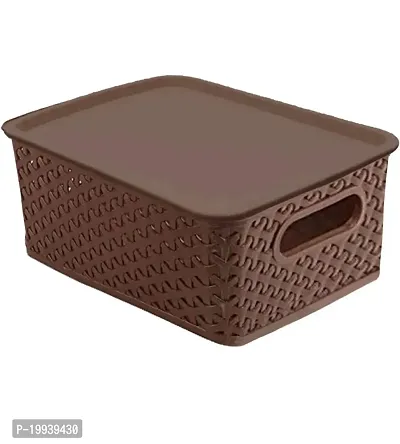 Perfect Storage Solution Tool For Home, Kitchen, Office Plastic Basket With Lid-Multi(3 Pcs)-thumb4