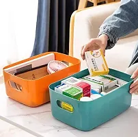 Plastic Storage Basket Multipurpose Colourful for Kitchen  Home Organizer Box for Wardrobe, Fruits Vegetables, Toys, Stationary item-Multicolor(3 Pcs)-thumb1