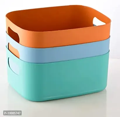 Multipurpose Storage Basket for Family Room, Kid's Room, Kitchen, Laundry Area, Bathroom, Bedroom, Home, Office-Multicolor(3 Pcs)