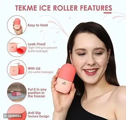 Ice Face Roller Silicone Facial Cube for Eyes Neck Massage Remove Dark Circle Pore Shrink Face Beauty Skin Care Ice Mould-Pink(1 Pcs)