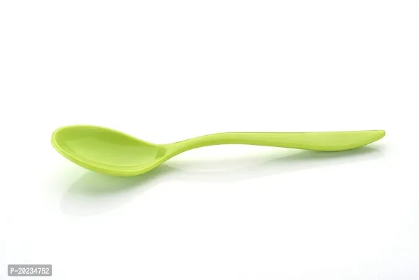 Plastic Spoon Set, Plastic Table Spoon Set Plastic Tea Spoon, Coffee with ABS Plastic, Heat-Resistant Spoon Spatula-Green(15 Pcs)-thumb2