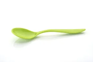 Plastic Spoon for Potted Ice Cream, Pudding, Food and Snacks for Family, Birthday Party, Kitty Party-Green-thumb1