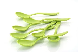 Plastic Spoon for Potted Ice Cream, Pudding, Food and Snacks for Family, Birthday Party, Kitty Party-Green-thumb2