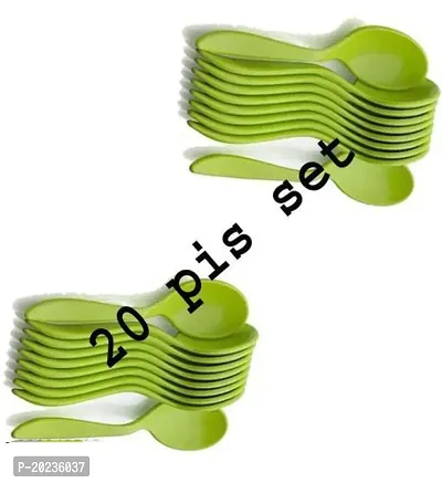 Plastic Spoons for Container Plastic Dinner Spoon, Table Spoon, Kitchen Desert Spoon, Reusable Spoons-Green()20 Pcs
