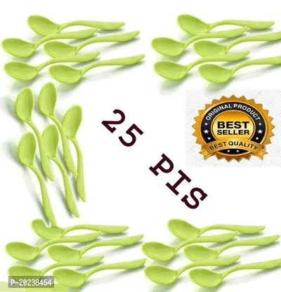 25 Pcs Combo Pack ABS Plastic Serving Spoon Ladles Kitchen Utensil Set, Heat-Resistant Spoon Spatula Turner Scoop-Green(25 Pcs)