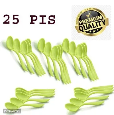 Plastic Spoon For Kids, Boys, Girls, Children For Home Party, Birthday Party, Kitty Party-Green (25 Pcs)