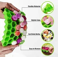Latest Reusable Flexible Honey Ice Cube Trays, Silicone 37 Cavity Ice Tray Molds for Whiskey  Cocktails, Keep Drinks Chilled -Green(1 Pcs)-thumb1