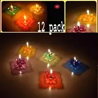 Plastic Multicolor 3D Shadow  Reflection  Diwali Oil Diya Combo Made with High Quality Transparent Plastic for Dipawali And Home Decoration (12 Pcs Diya With 12 Pcs Wick And Holder)-thumb2