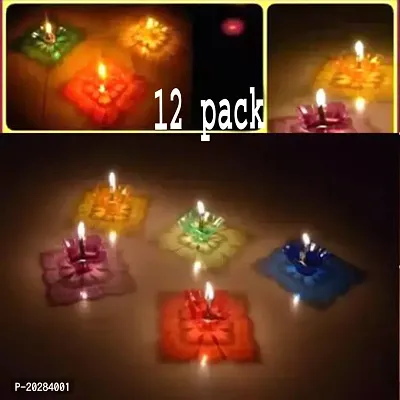 Plastic Multicolor 3D Shadow  Reflection  Diwali Oil Diya Combo Made with High Quality Transparent Plastic for Dipawali And Home Decoration (12 Pcs Diya With 12 Pcs Wick And Holder)-thumb3