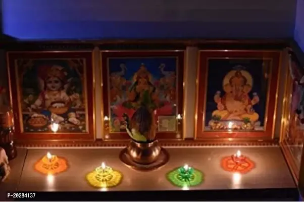 Multicolor Plastic Decorative Diya 12 Pcs Diya With 12 Pcs Wick And Holder Creating an Ambiance During Pooja, Janmashtami, Navratri, Karwa Chauth, Durga Puja, Dussehra, Holi, Christmas, Daily Prayers-thumb5