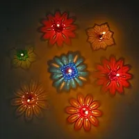 Colorful Plastic Oil Dipak 12 Pcs Diya With 12 Pcs Wick And Holder Beautiful and Attractive Diya, Deepak for Decoration Room, Temple, Garden-thumb1