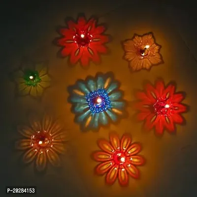 Colorful Plastic Oil Dipak 12 Pcs Diya With 12 Pcs Wick And Holder Beautiful and Attractive Diya, Deepak for Decoration Room, Temple, Garden-thumb2